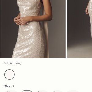 Anthropologie Ivory Sequin Maxi Dress